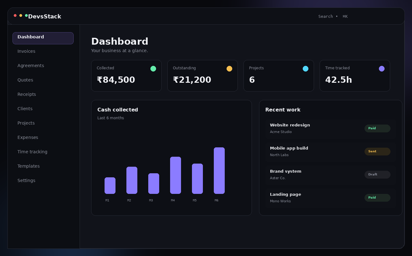 DevsStack dashboard preview